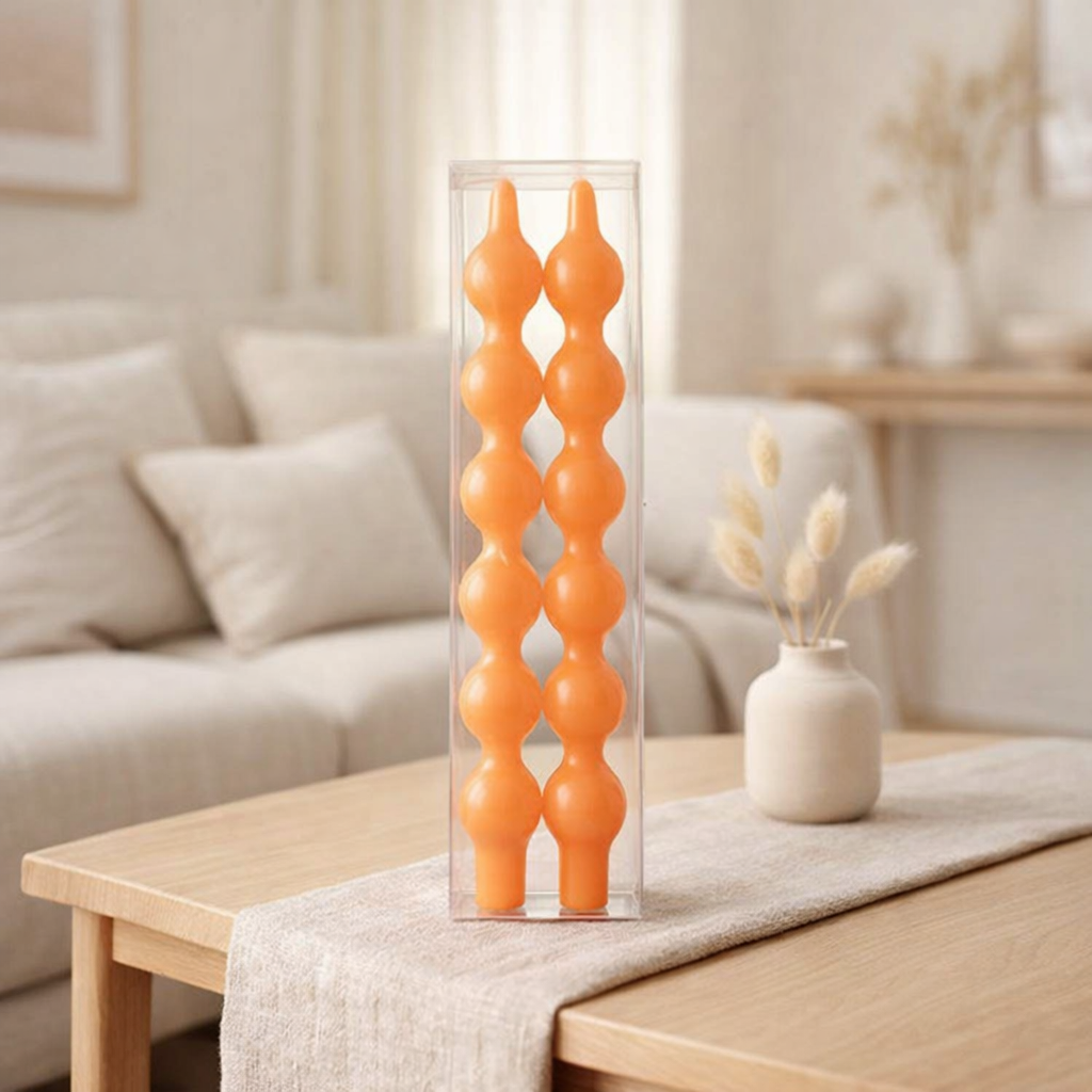 J-Line Coffret 2 Bougies Gourde Fluo Orange - 5 Heures en situation