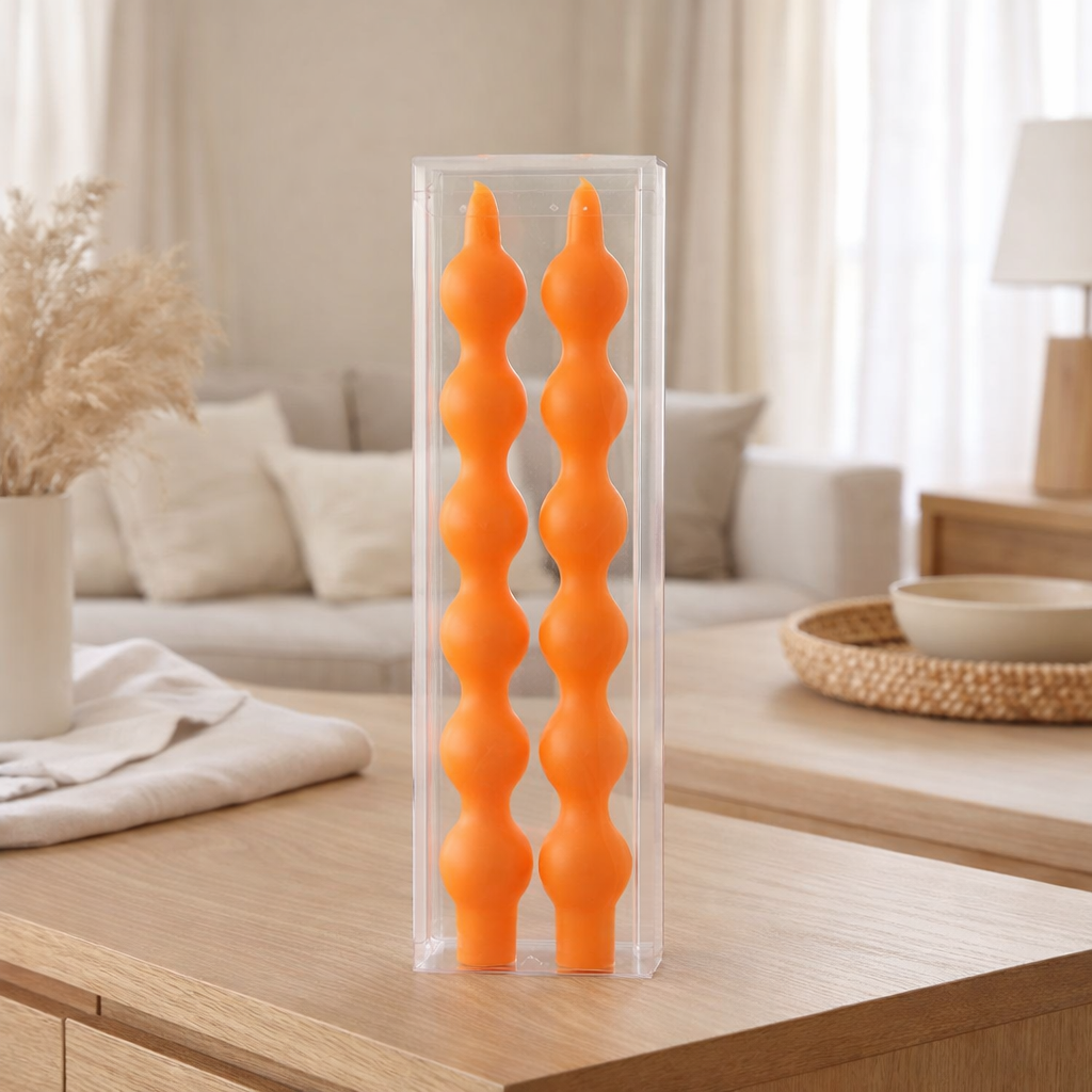 J-Line Coffret 2 Bougies Gourde Fluo Orange - 5 Heures en situation