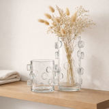 J -line vase cailloux - verre - transparent - grand - 36 cm de haut en situation