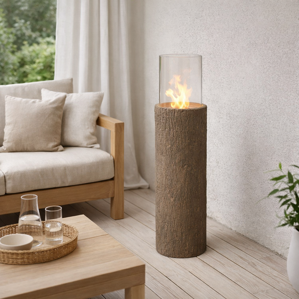 Brasero J-Line Trunk Round - magnésium - marron - M en situation