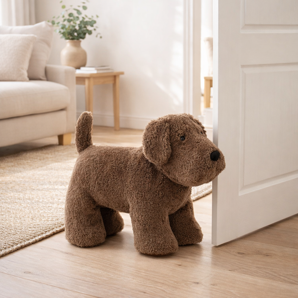 Arrêt de porte J-Line Chien - polyester - marron en situation