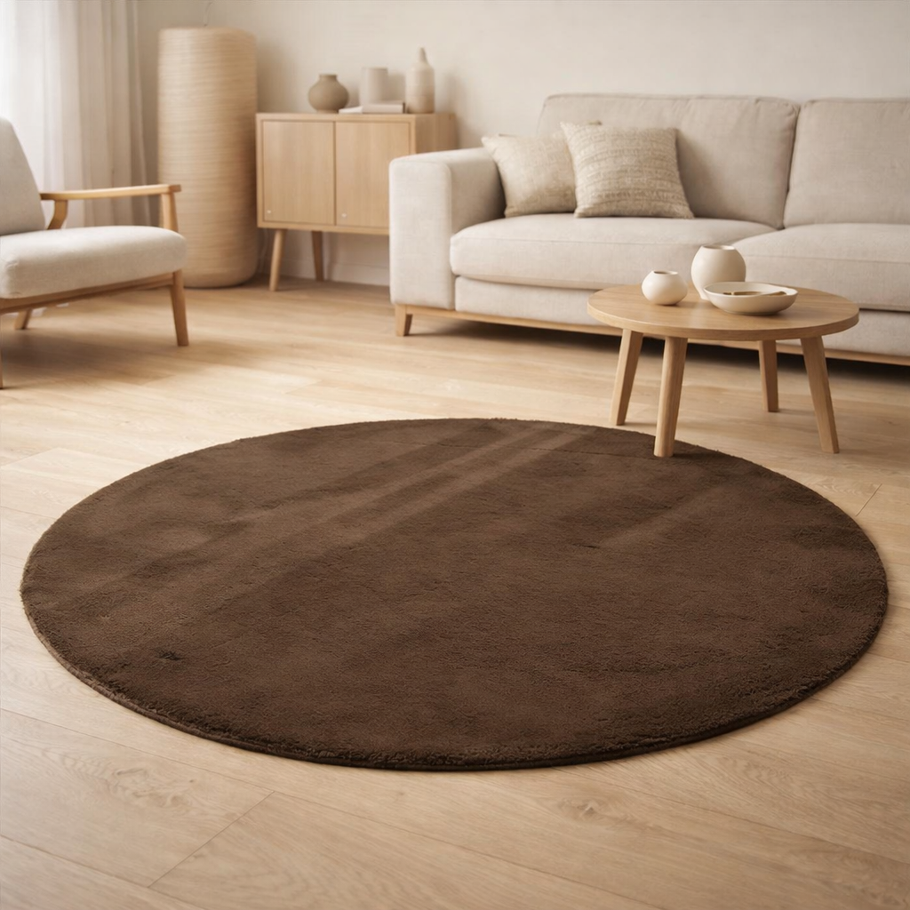 Tapis J-Line Cutie Rond - polyrésine - marron en situation