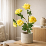 J-Line Pot de Pivoine Artificiel Jaune en situation