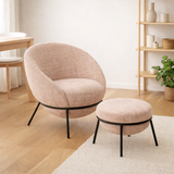 J-Line chaise longue + pouf - fer - rose/noir en situation