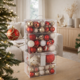 Boule de Noël J-Line - plastique - rouge/or - boîte de 80 en situation