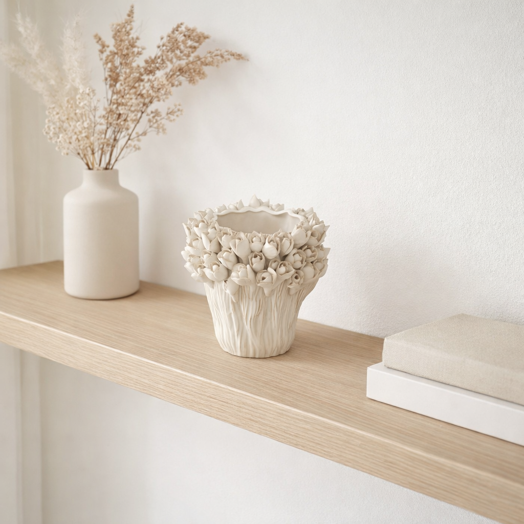 Vase J-Line Ambrasia - Calendrier - blanc - étroit - Ø 20,5 cm en situation