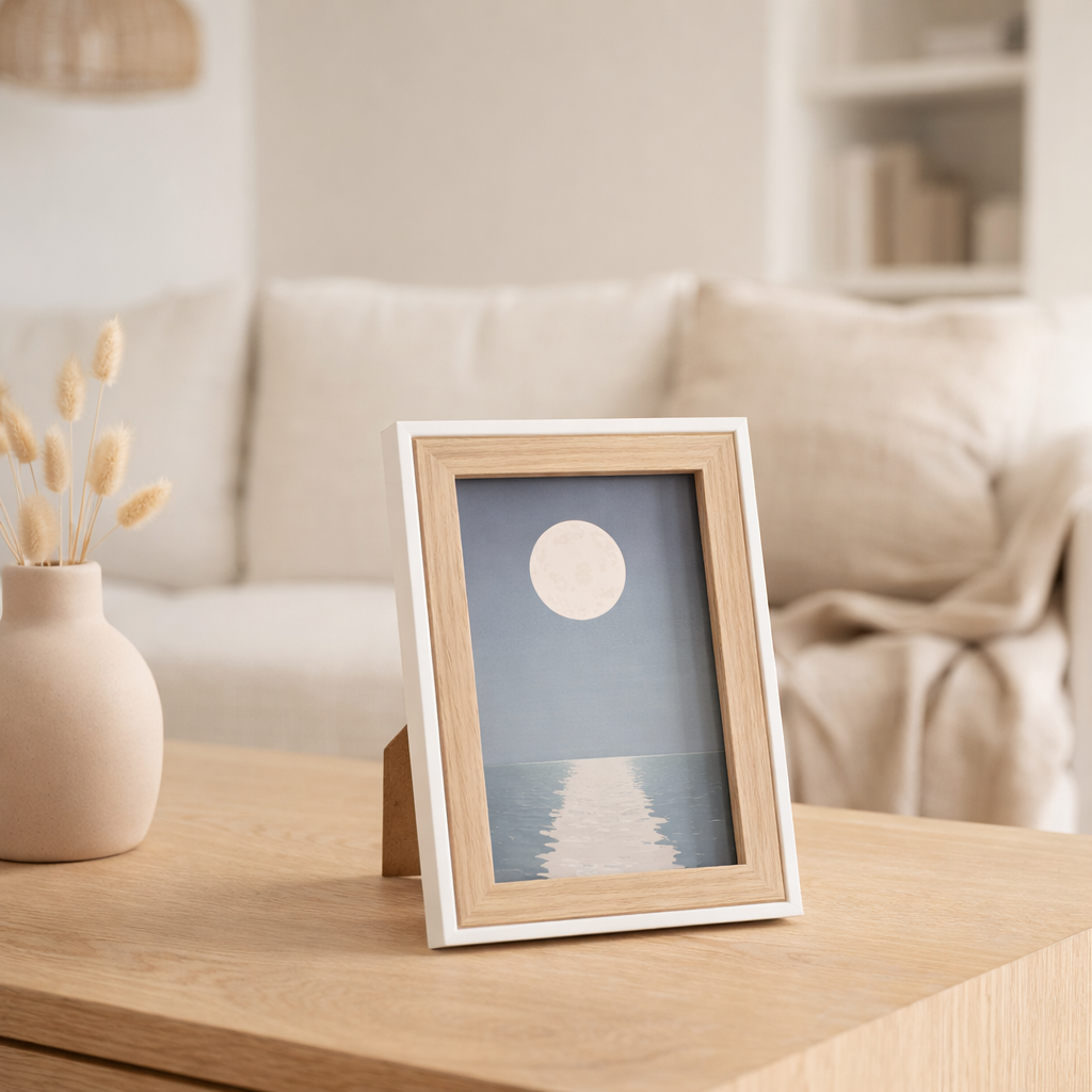 J-Line Cadre Photo Chloe Mdf Naturel/Blanc Small en situation
