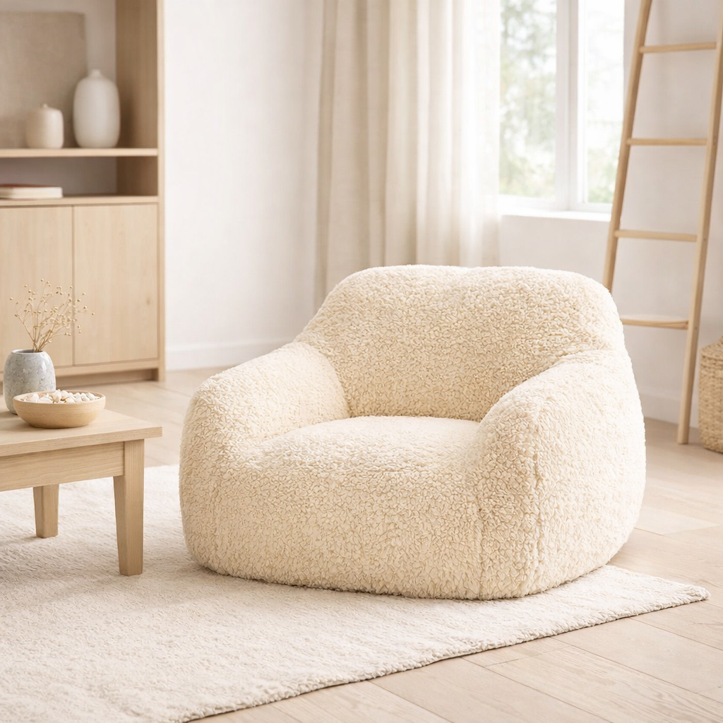 Canapé J-Line Shearl Polyester Crème Petit en situation
