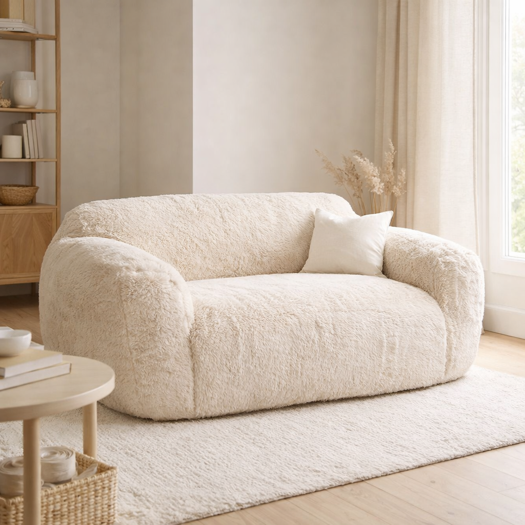 J-Line Canapé Cutie Polyester Crème Grand en situation