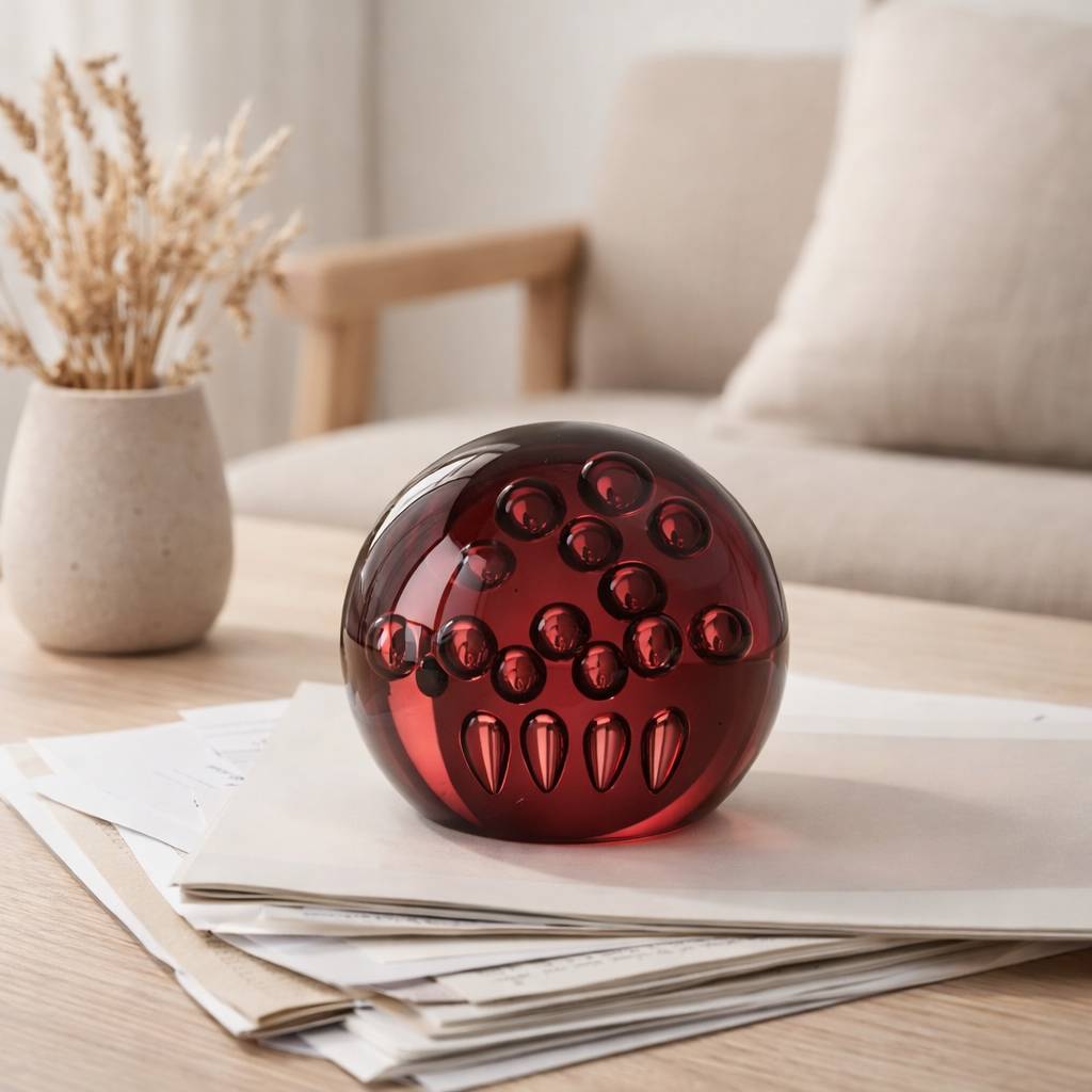 J-Line presse-papier Bubles - glas - bordeau - large en situation