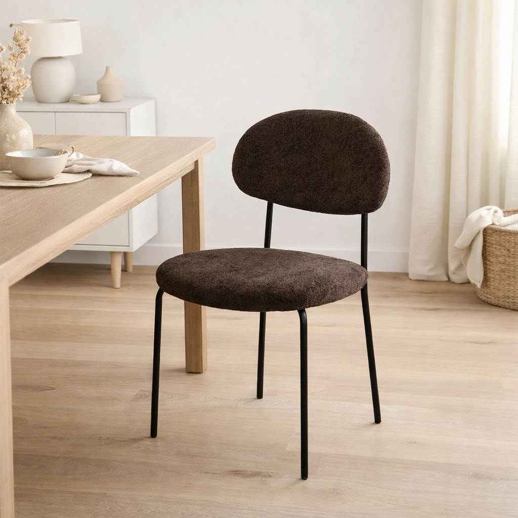 Chaise J-Line - textile/métal - marron foncé en situation