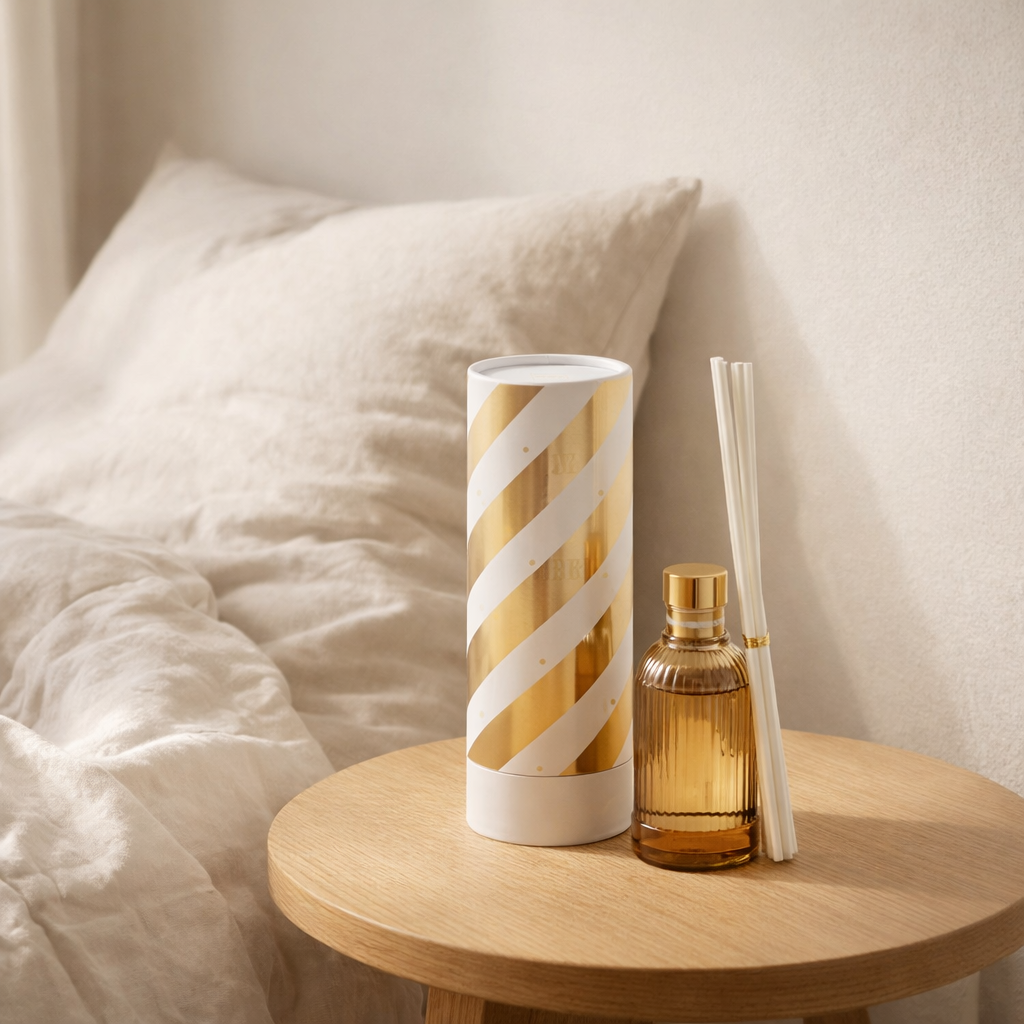 J-Line bâtonnets parfumés Magic - Sunlit Sands - verre - blanc/or - petit en situation