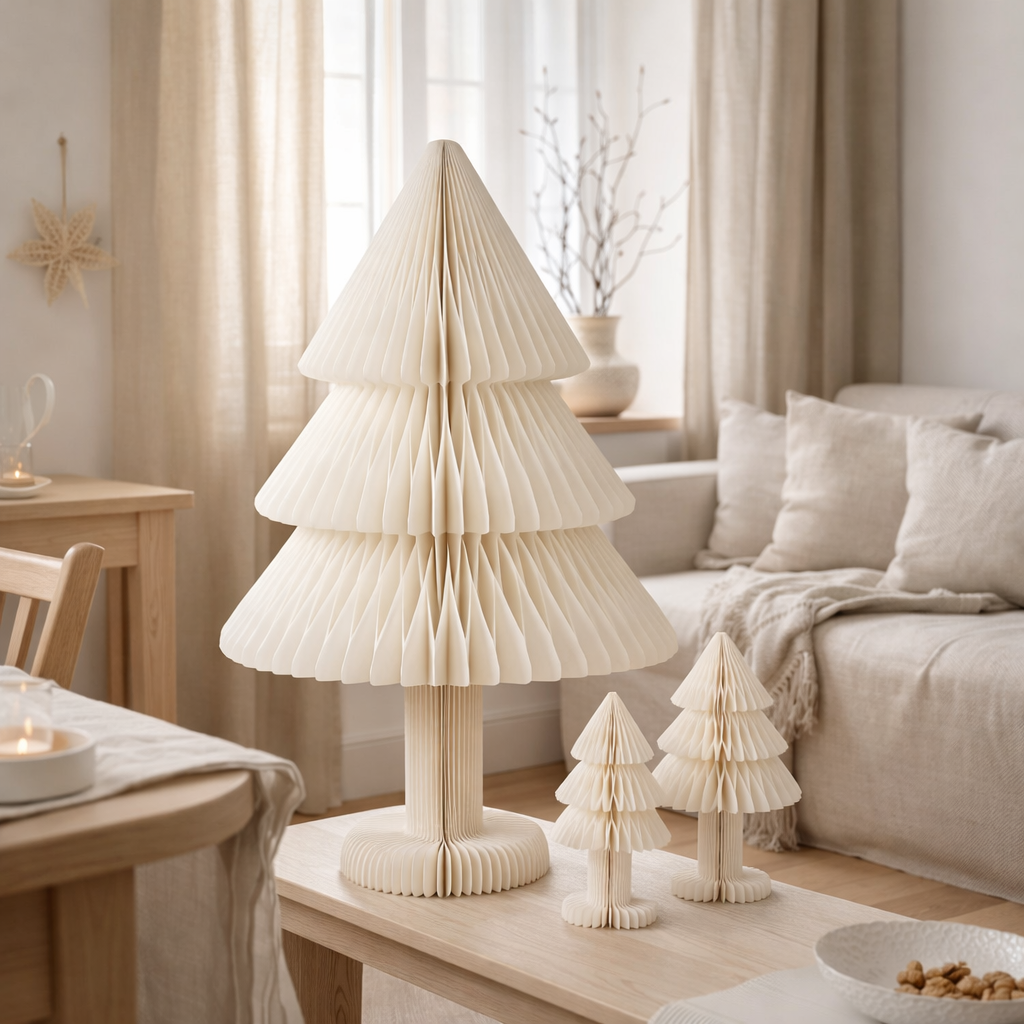 J-Line décoration Sapin de Noël Pliable - papier - blanc - L en situation