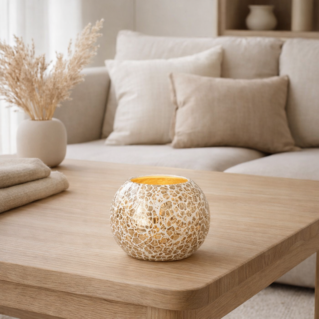 J-line Tealight Ball Ball Cracked Gold Or coloré en situation