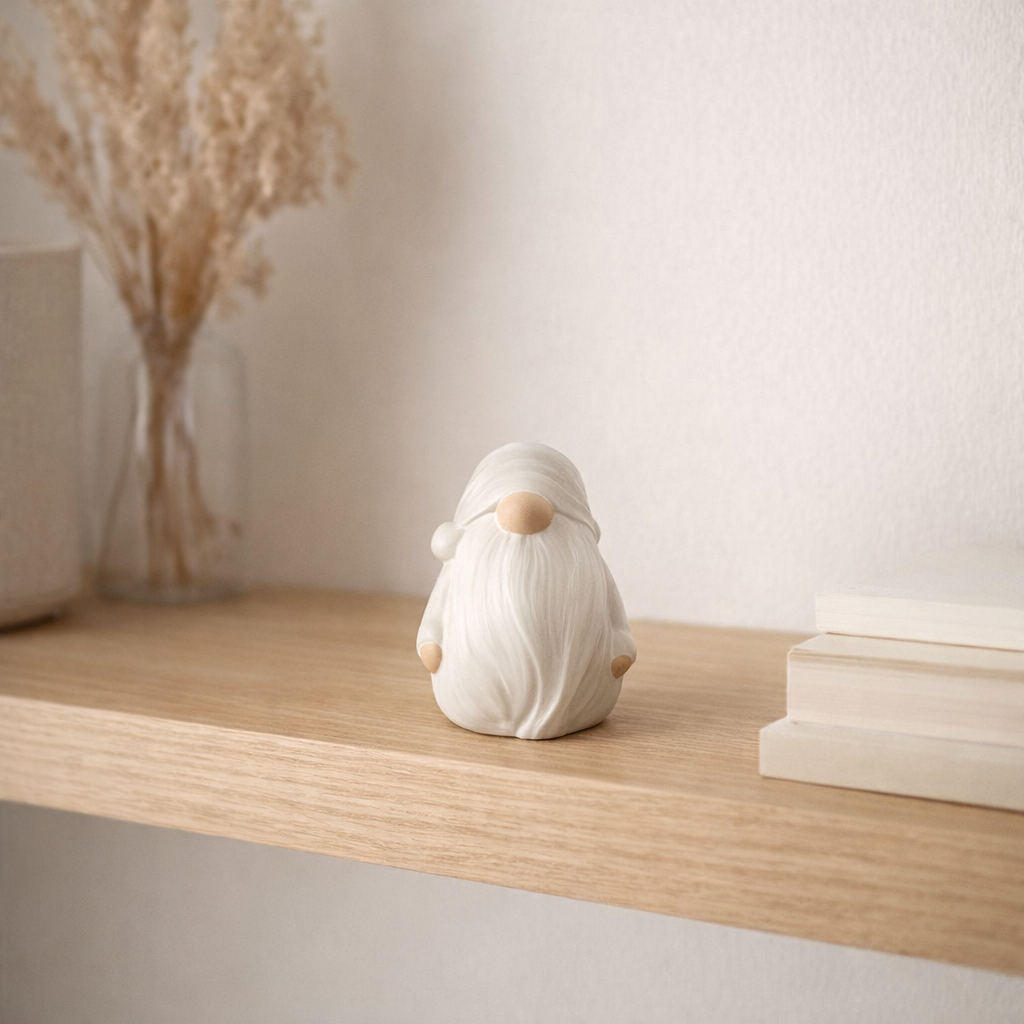 Figurine J-Line Gnome Beard - porcelaine - gris - S en situation