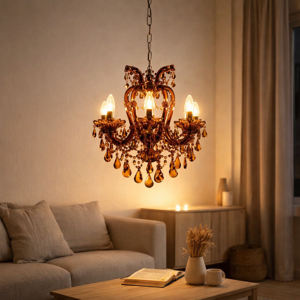 Lampe à suspension J-Line Kand Antique - verre - marron en situation