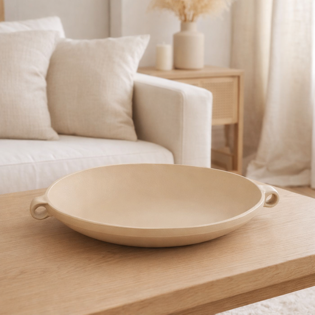 J-Line Plateau Agra Aluminium Beige en situation