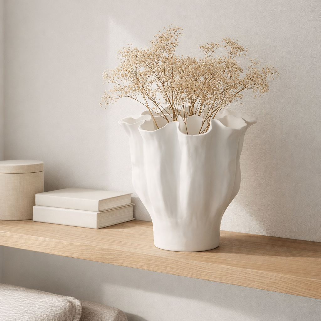J -line Vase Calyx - Céramique - Blanc - Moyen - Ø 28 cm en situation