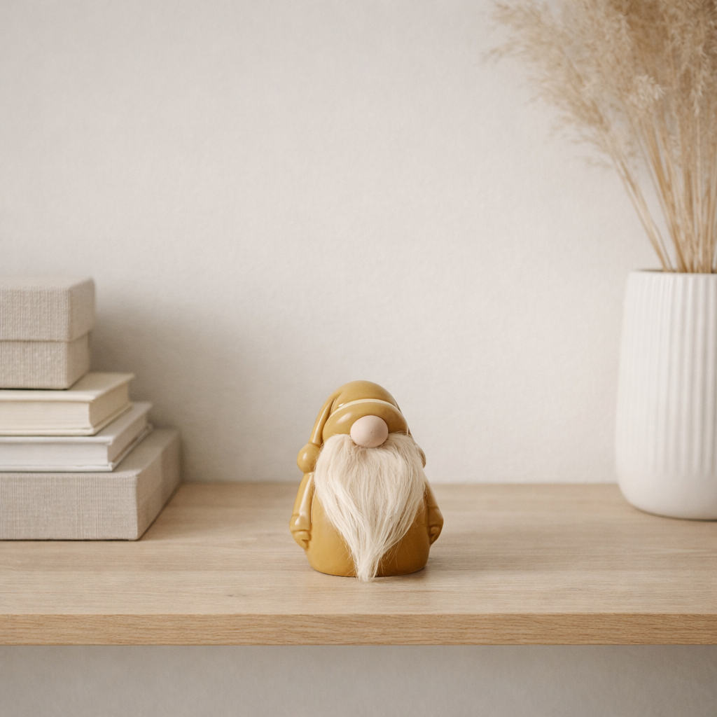 Figurine J-Line Gnome - porcelaine - ocre - S en situation