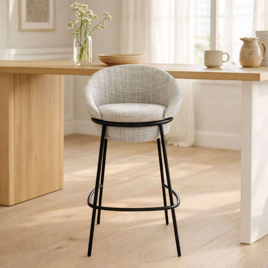Tabouret de bar J-Line - fer - gris/noir en situation