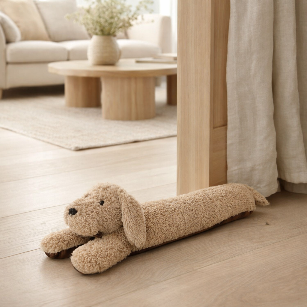 Butée de porte J-Line Chien - polyester - beige en situation