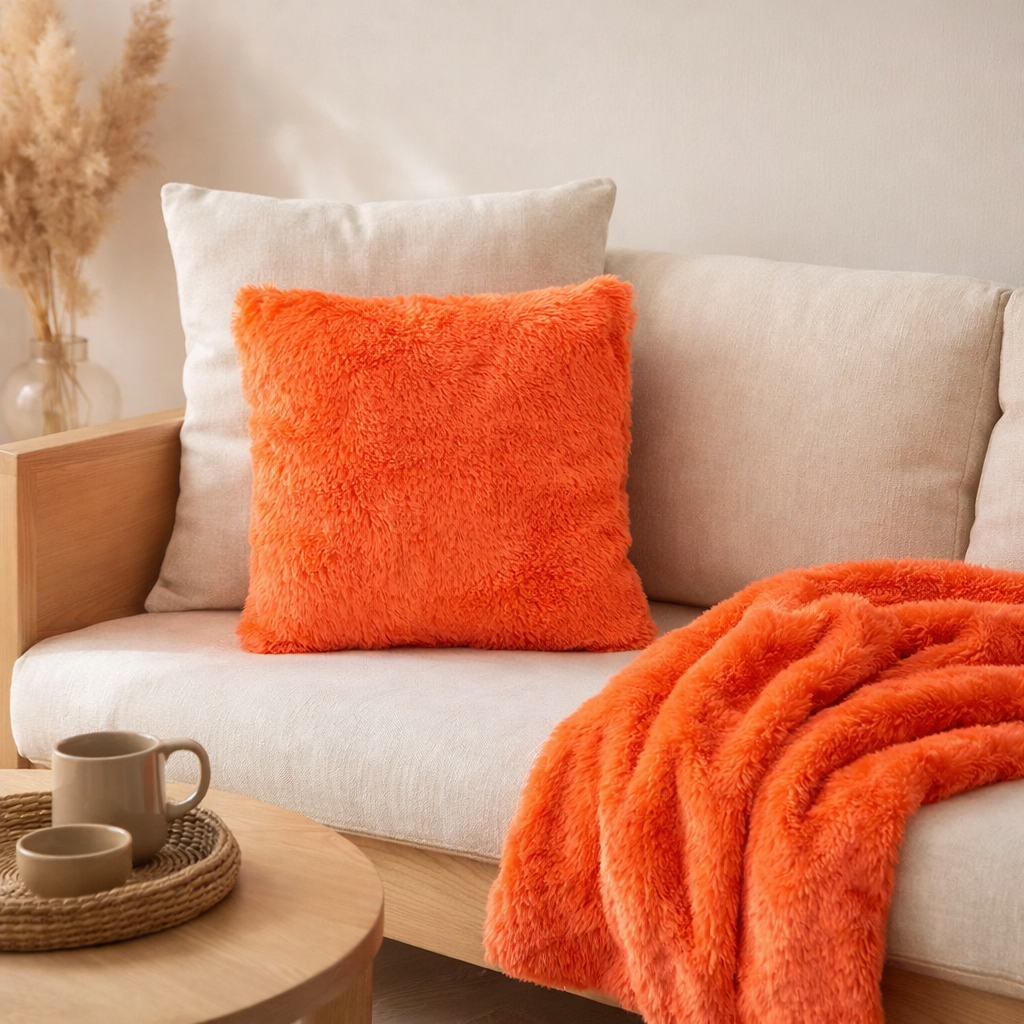 Couverture J-Line Cutie - polyester - rouge fluo en situation