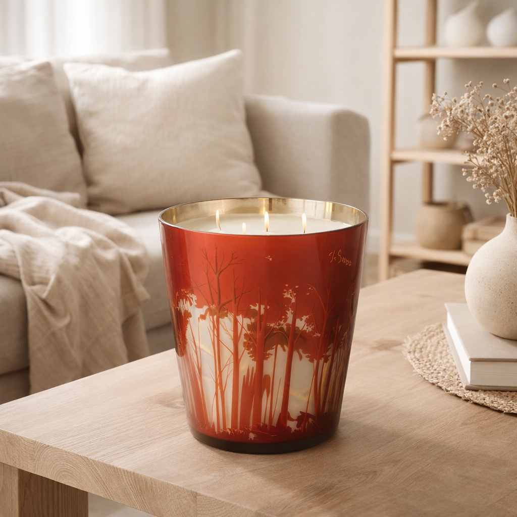 Bougie parfumée J-Line Noa Bos - rouge/or - L - 95U en situation