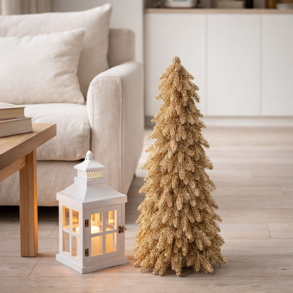 Sapin de Noël J-Line - plastique - or - S en situation