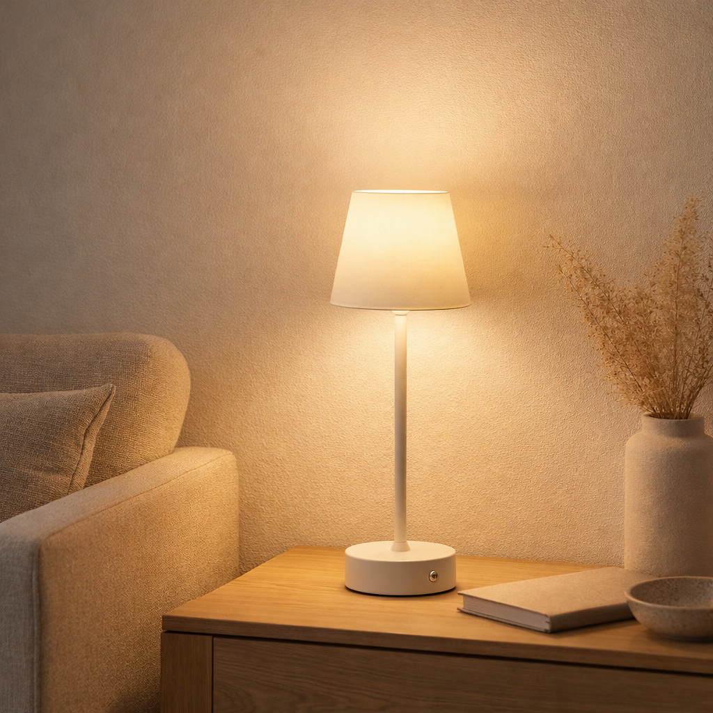 Lampe de table J-Line Goa - métal - blanc en situation