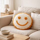 J-Line coussin Smiley Tufted - coton - orange/blanc en situation