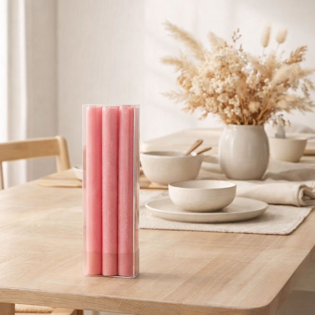 Bougie de table J-Line - rose - boîte de 6 - 9U en situation