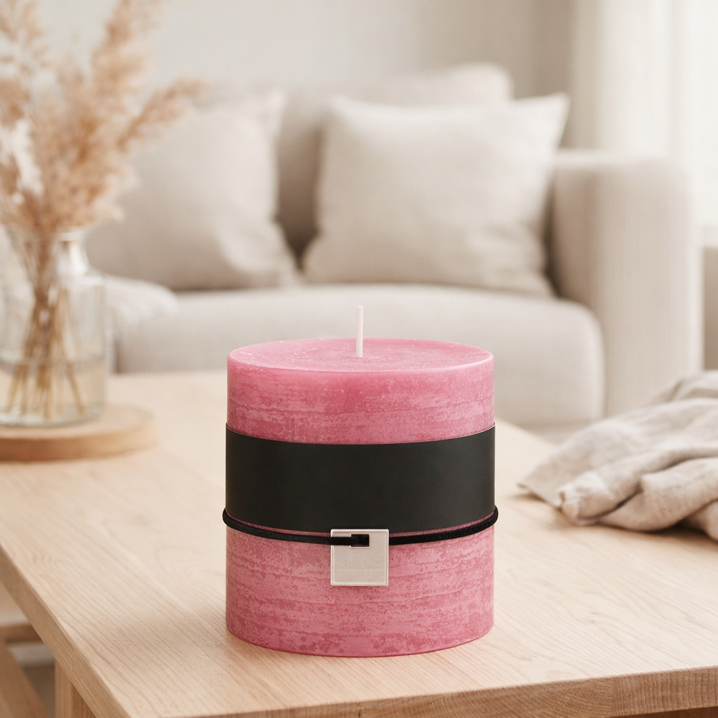 Bougie cylindrique J-Line - rose - 64U en situation