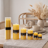 J-Line Boîte de 6 Bougies de Table Jaune 9U en situation