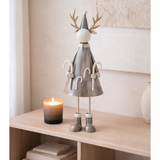 Figurine J-Line Renne Canne en bonbon - métal - gris - S en situation
