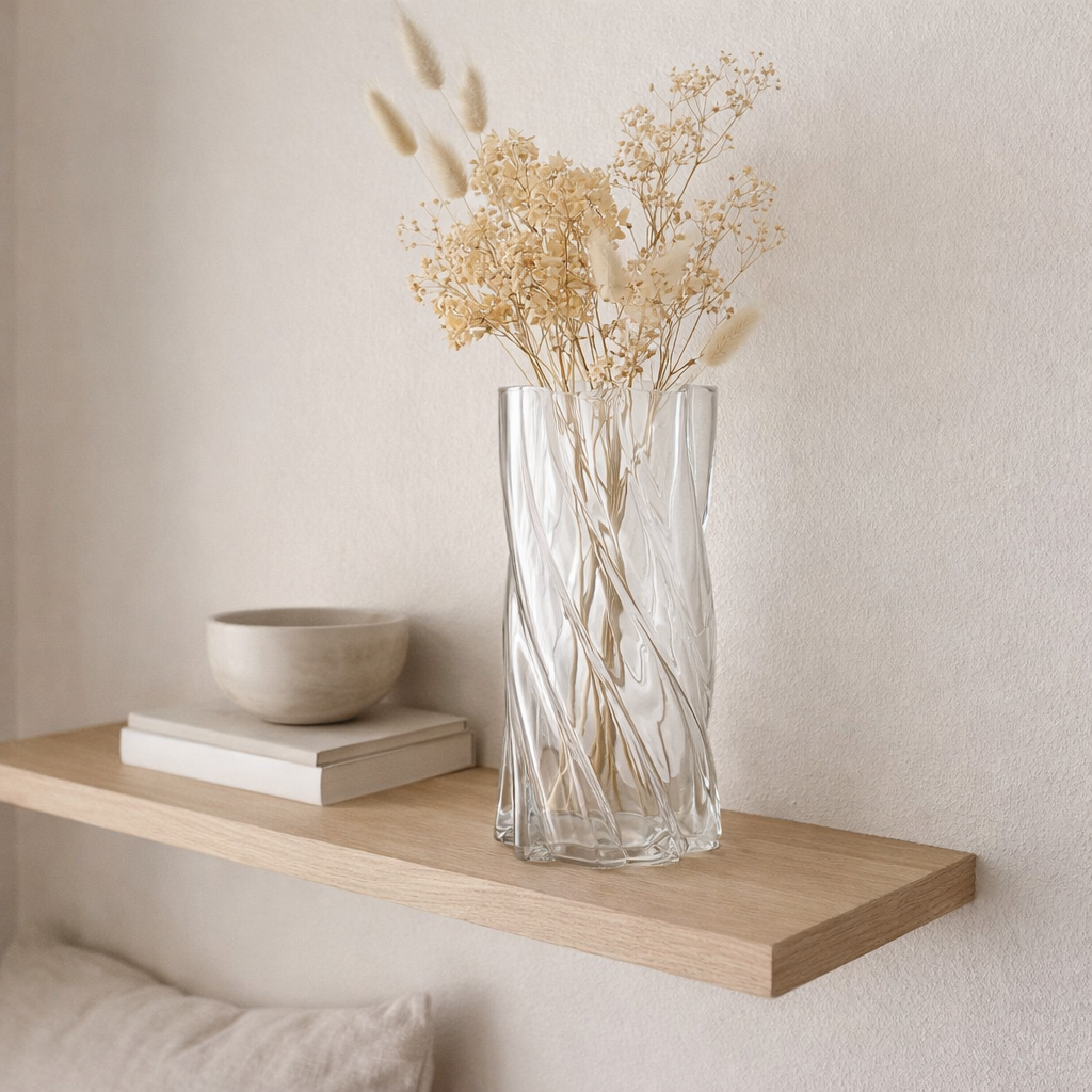 Vase J-Line Swirly - verre - transparent - grand - 25 cm de haut en situation