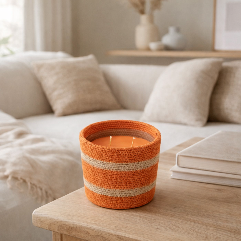 Panier à bougies parfumées J-Line - Vanilla Escape - orange - petit - 45U en situation