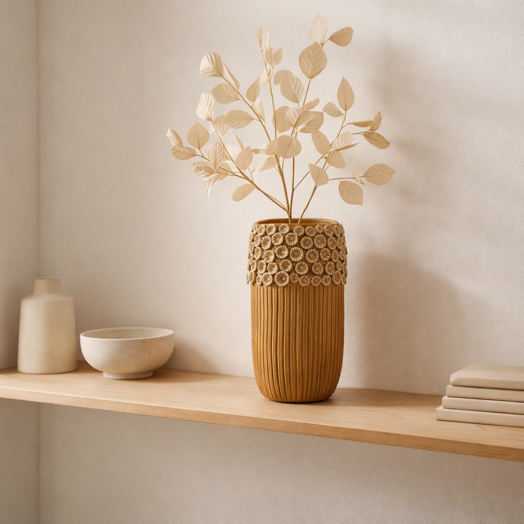 J -line Vase Coral High - Ceramic - Oker - Moyen - 41 cm de haut en situation