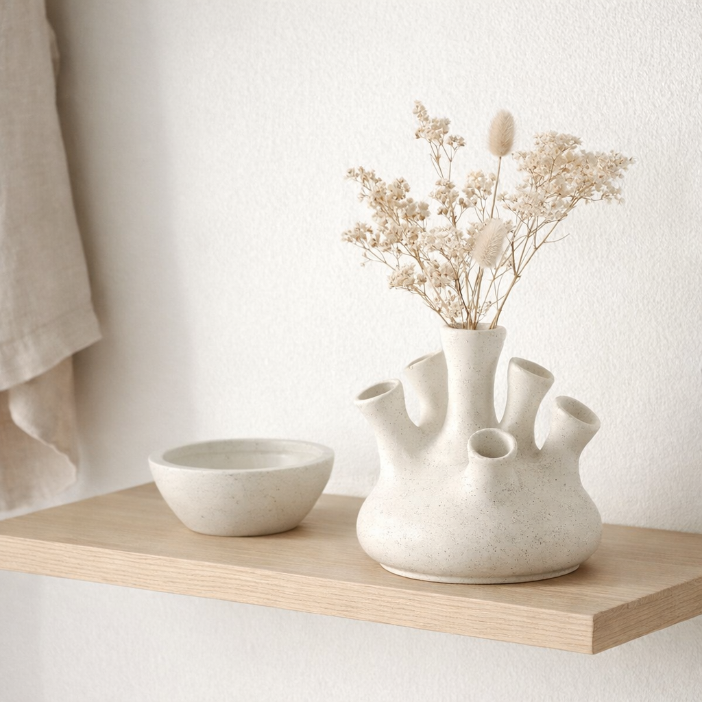 J -line Vase Coral - Céramique - Blanc - Small - Ø 17 cm en situation