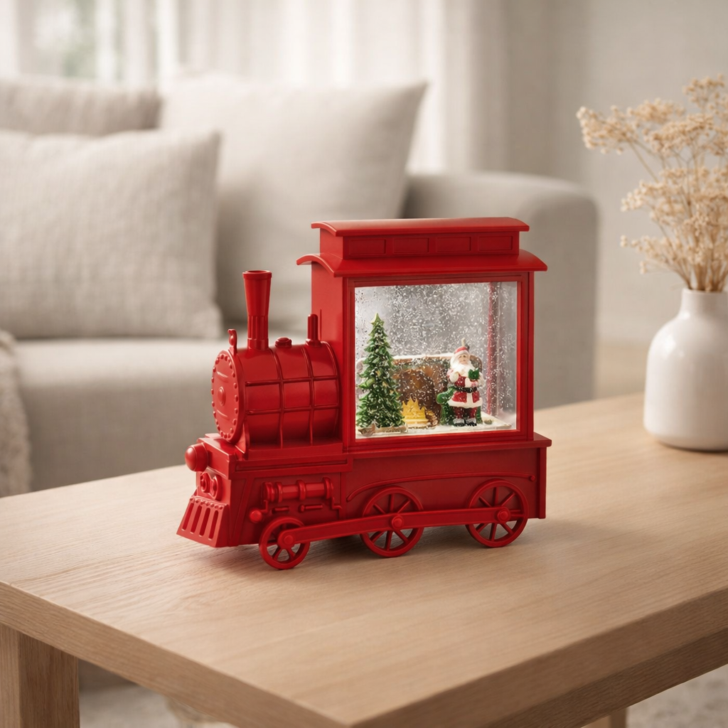 Locomotive de décoration J-Line - plastique - rouge en situation