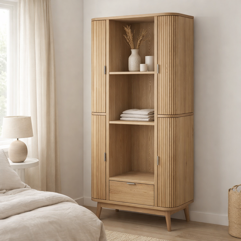 J-Cas des armoires en ligne Round - Pine Wood - Naturel en situation
