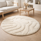 Tapis J-Line Abstract Lines Rond - laine - écru en situation