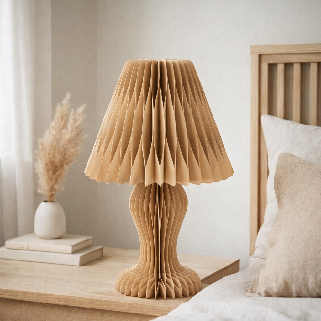J-Line abat-jour Vintage Pliable - papier - camel en situation
