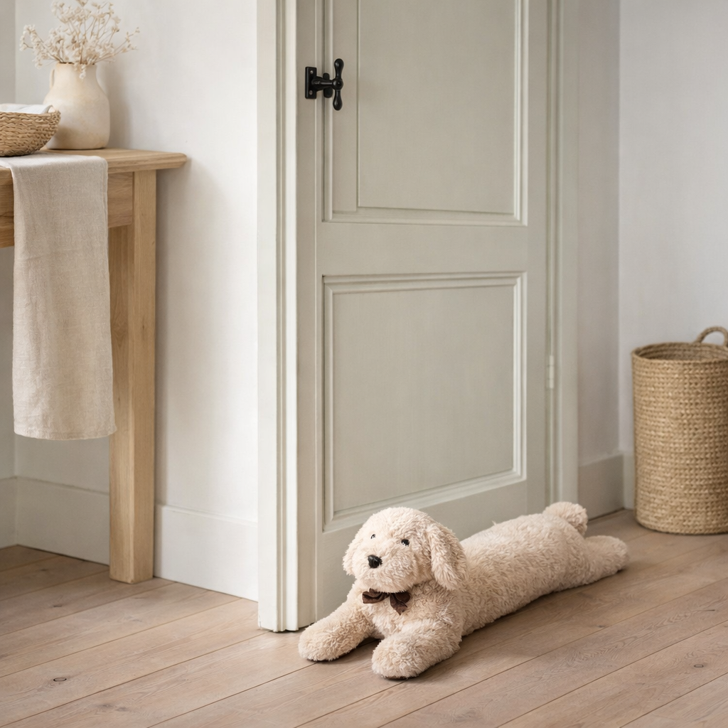 Butée de porte J-Line Chien - polyrésine - beige en situation