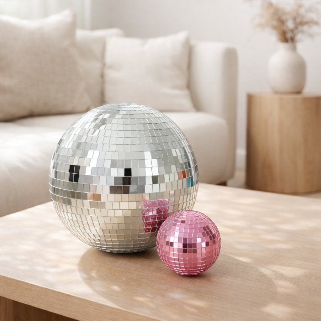 J-Line décoration Miroir boule disco - plastique - argent - M en situation