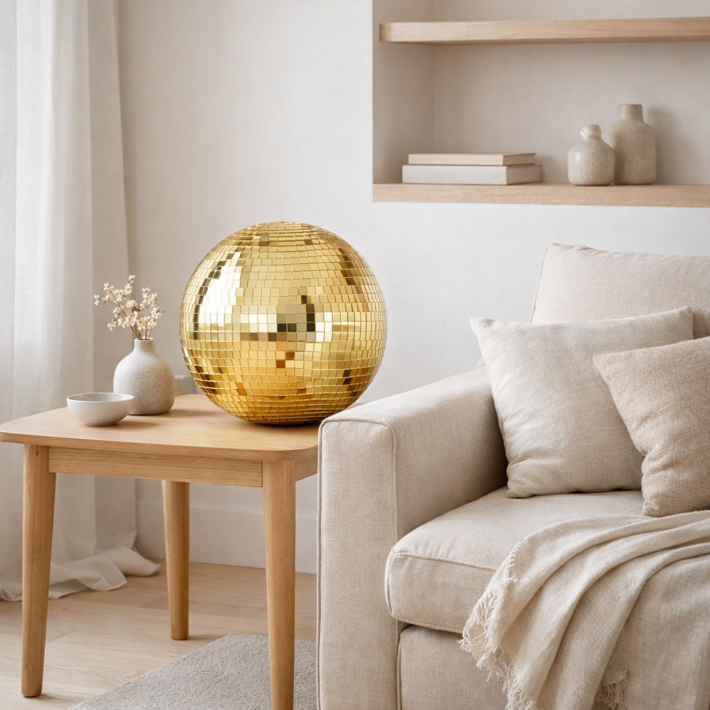 J-Line décoration Miroir boule disco - plastique - or - M en situation