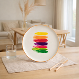 Assiette J-Line Stripe - porcelaine - mélange en situation