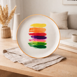 Assiette J-Line Stripe - porcelaine - mélange en situation
