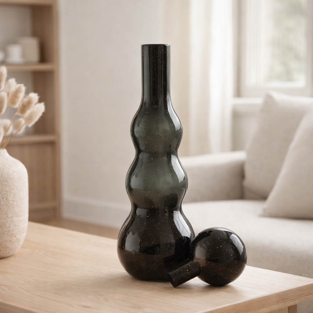 J-Line décoration Bouteille + Bouchon Carol - verre - noir - grand en situation