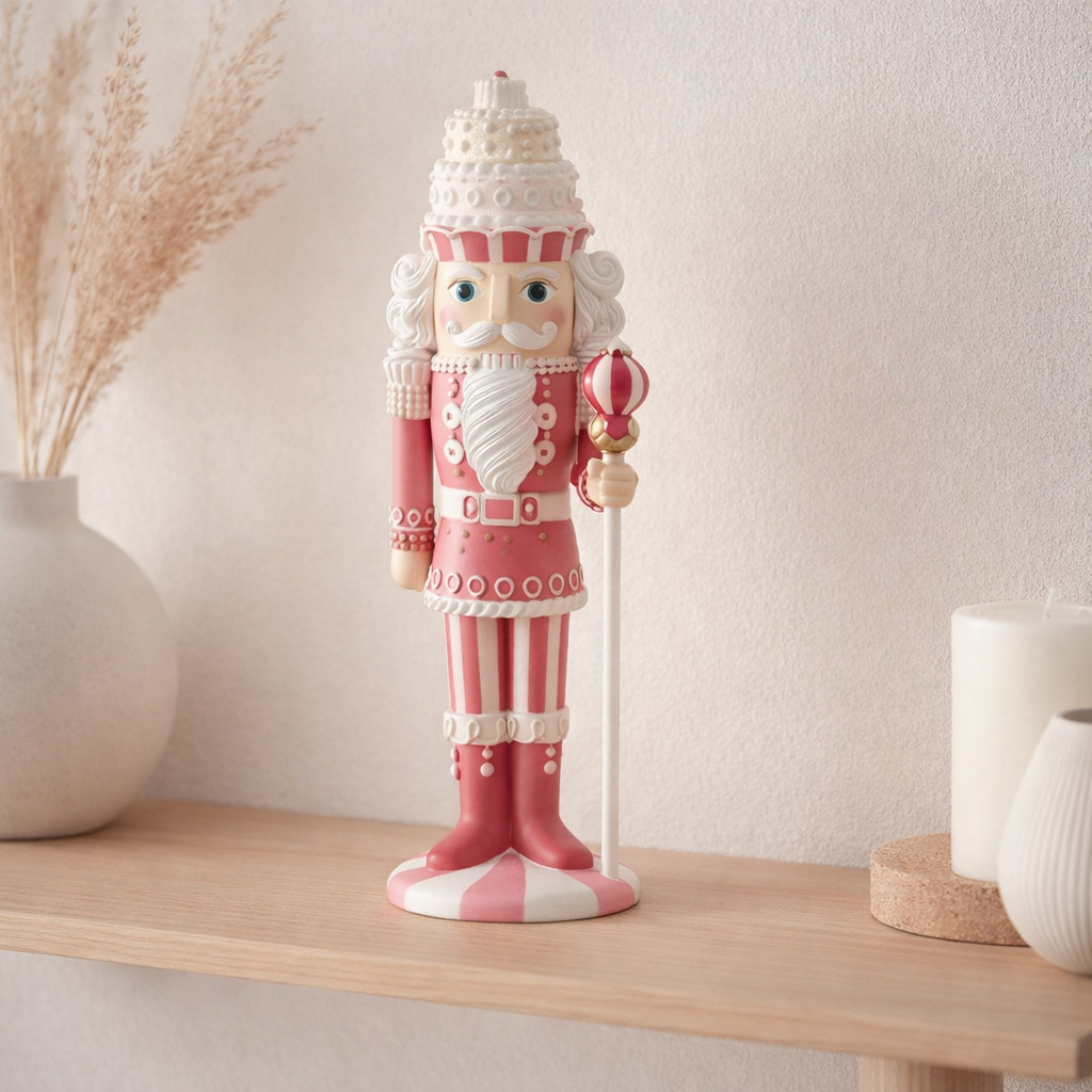 Figurine J-Line Casse-Noisette Candy - polyrésine - blanc/rose - S en situation