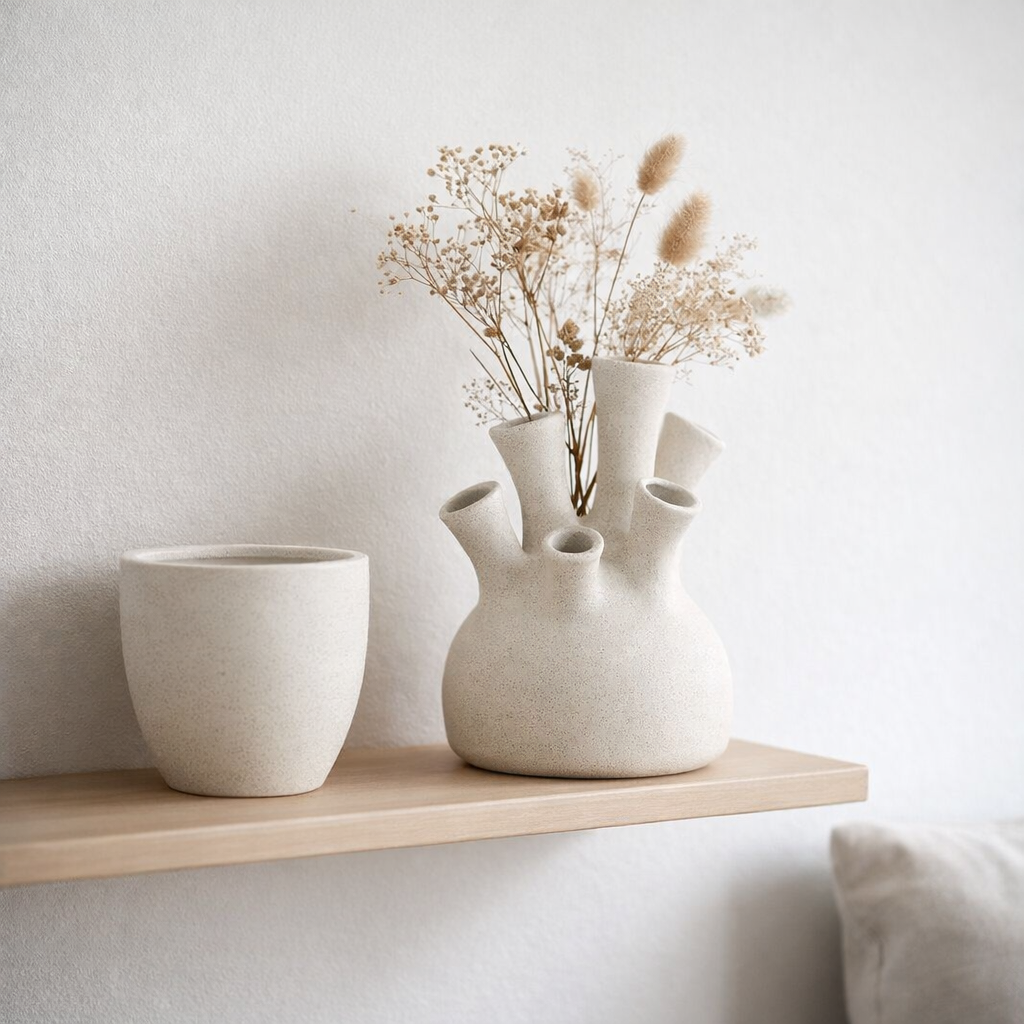 J -line Vase Coral - Ceramics - Blanc - Grand - 29,5 cm de haut en situation